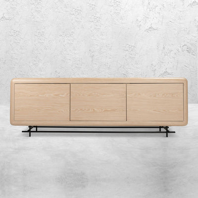 Porto Tonic 3 Door Credenza in White Washed Oak - Tom Collins Home