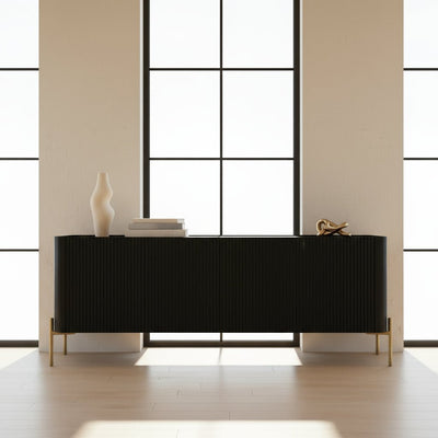 Rakomelo 4 Door Credenza in Ebony Stained Ash - Tom Collins Home
