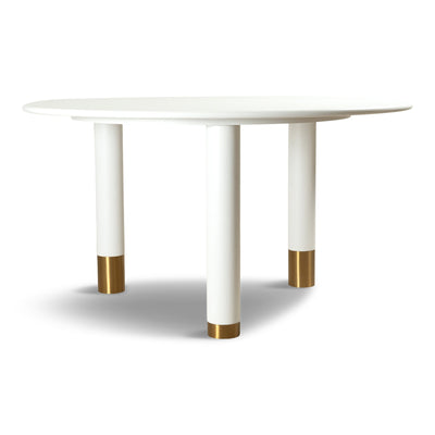 Rick's Cafe Round Dining Table in Matte White Lacquer - Tom Collins Home