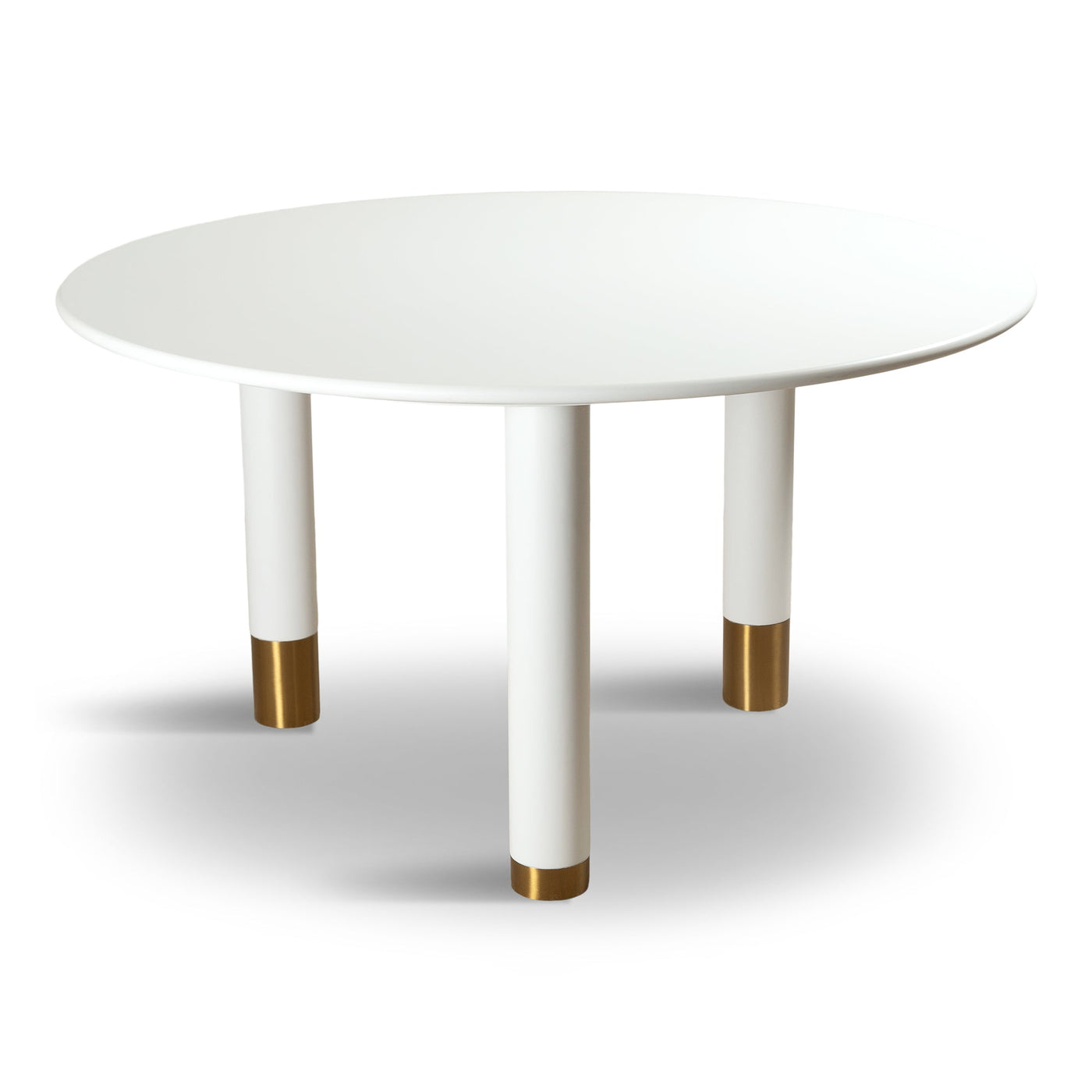 Rick's Cafe Round Dining Table in Matte White Lacquer - Tom Collins Home