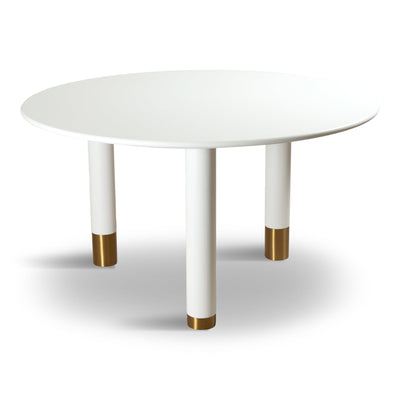 Rick's Cafe Round Dining Table in Matte White Lacquer - Tom Collins Home