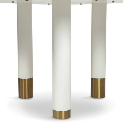 Rick's Cafe Round Dining Table in Matte White Lacquer - Tom Collins Home