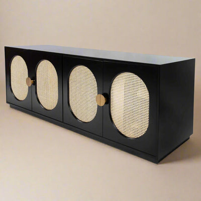 The Bramble 4 - Door Credenza in Black - Tom Collins Home
