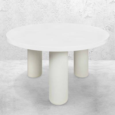 Tia Maria Round Dining Table with Matte White Top and White Washed Oak Base - Tom Collins Home