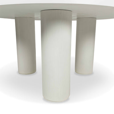 Tia Maria Round Dining Table with Matte White Top and White Washed Oak Base - Tom Collins Home