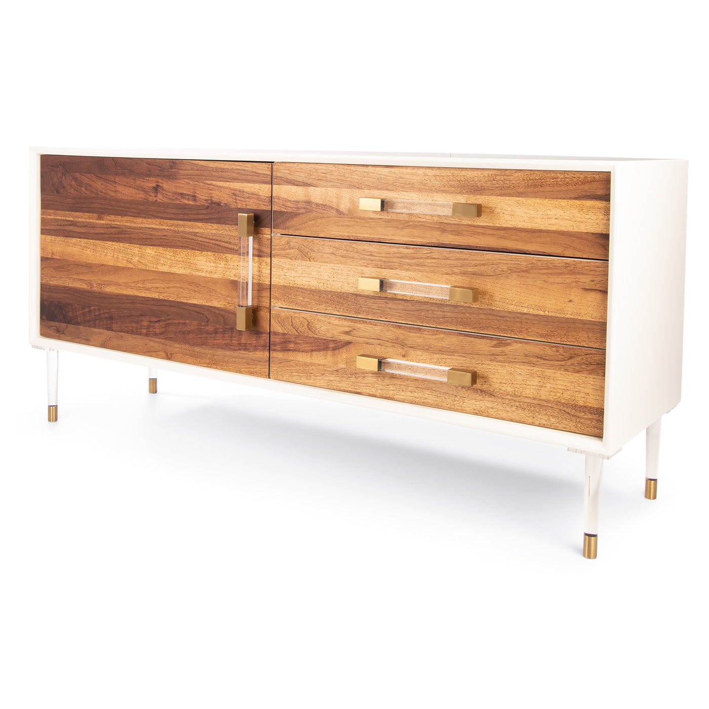 Ball & Chain 1 Door 3 Drawer Credenza in Walnut