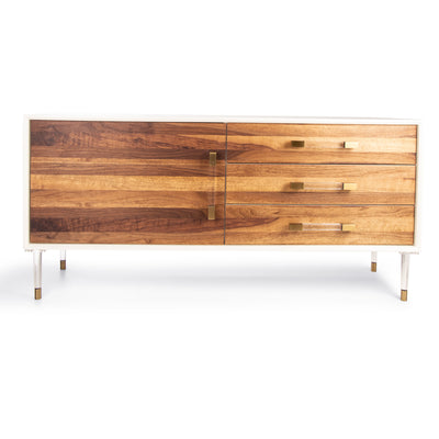 Ball & Chain 1 Door 3 Drawer Credenza in Walnut