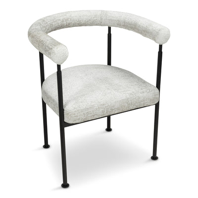 White Russian Dining Chair in Hammered Chenille