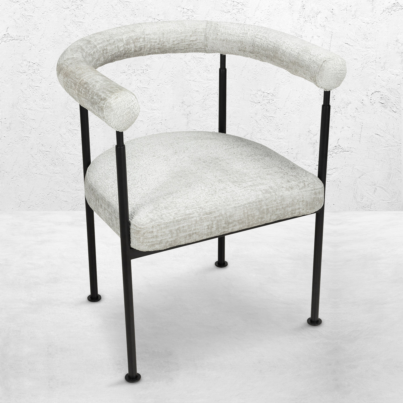 White Russian Dining Chair in Hammered Chenille