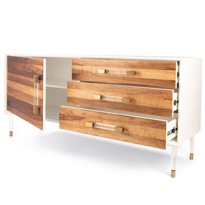 Ball & Chain 1 Door 3 Drawer Credenza in Walnut - Tom Collins Home