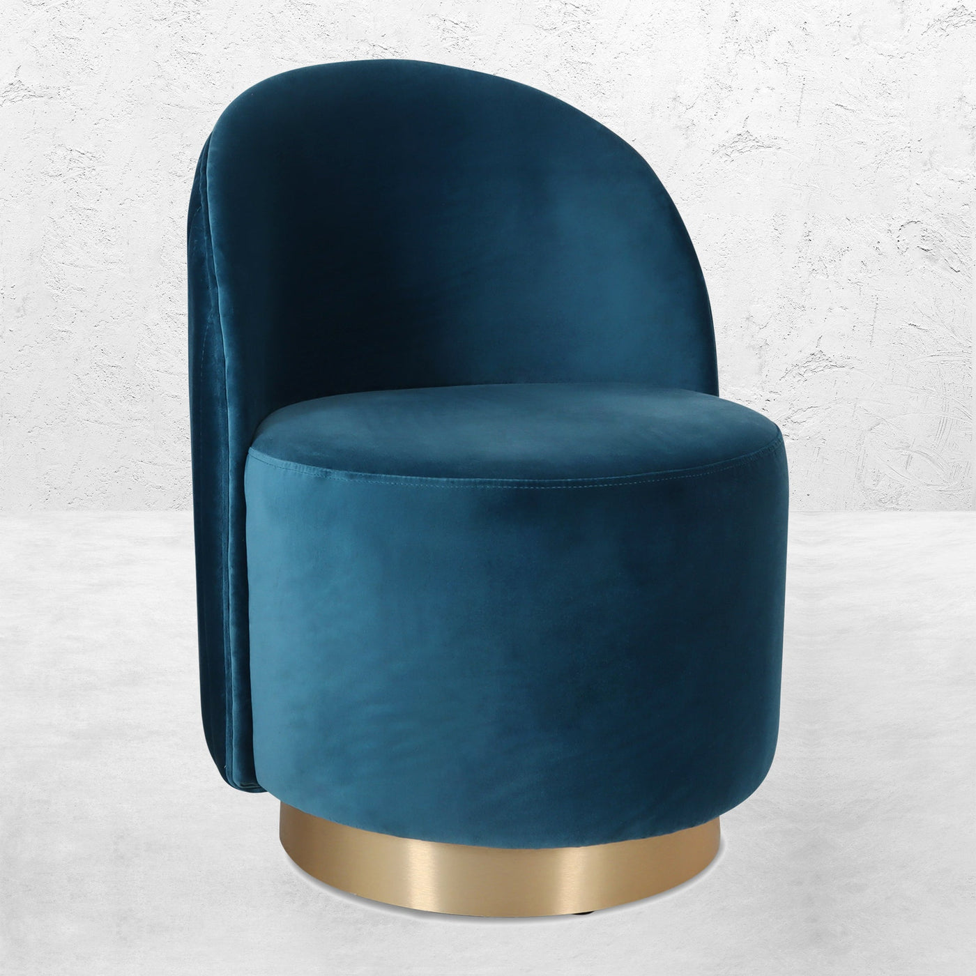 Beach Comber Dining Chair in Channel Tufting Back and Brushed Brass Swivel Base - Tom Collins Home
