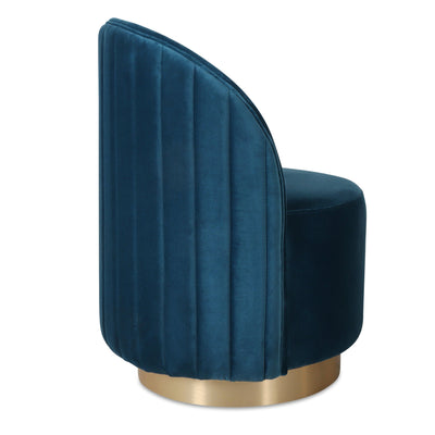 Beach Comber Dining Chair in Channel Tufting Back and Brushed Brass Swivel Base - Tom Collins Home