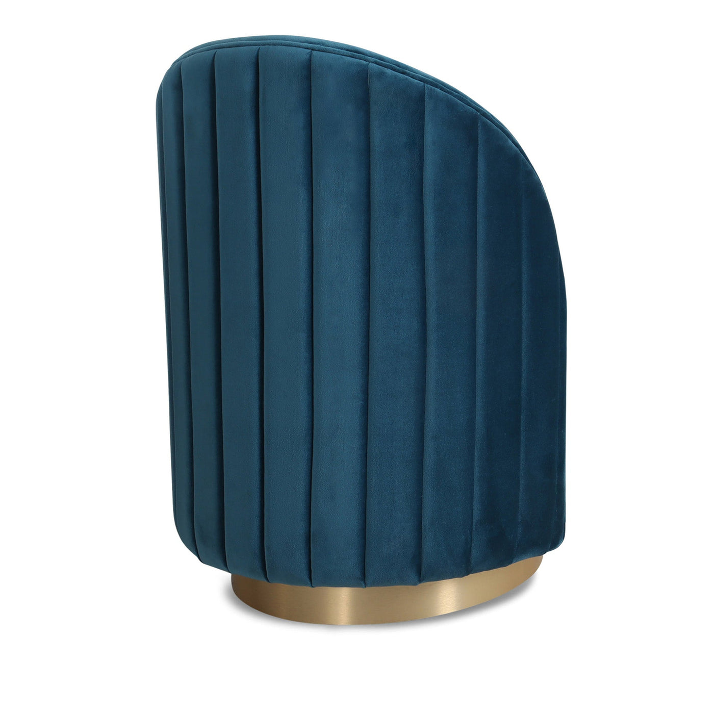 Beach Comber Dining Chair in Channel Tufting Back and Brushed Brass Swivel Base - Tom Collins Home