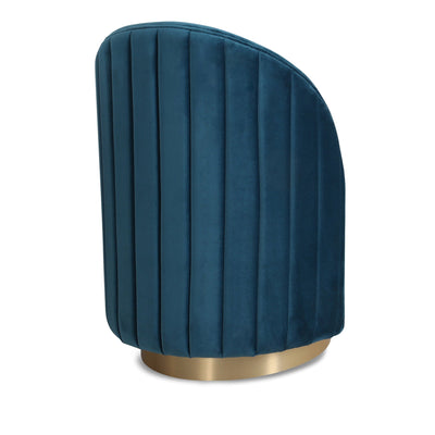 Beach Comber Dining Chair in Channel Tufting Back and Brushed Brass Swivel Base - Tom Collins Home