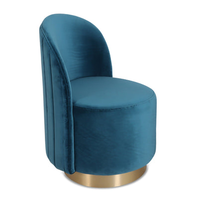 Beach Comber Dining Chair in Channel Tufting Back and Brushed Brass Swivel Base - Tom Collins Home