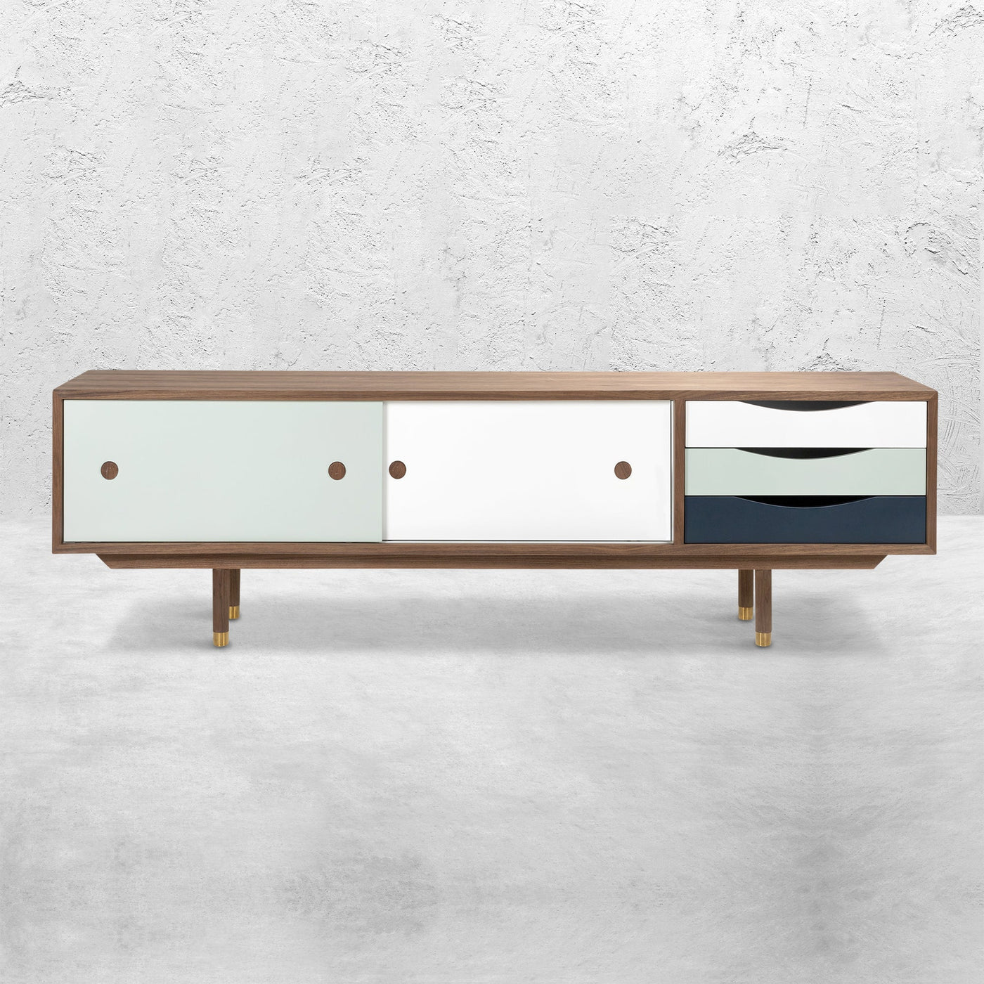 Broken Shaker 2 Door 3 Drawer Credenza in Walnut - Tom Collins Home