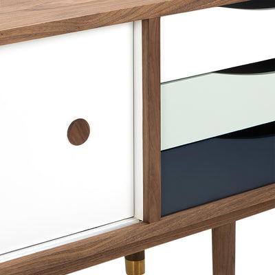 Broken Shaker 2 Door 3 Drawer Credenza in Walnut - Tom Collins Home