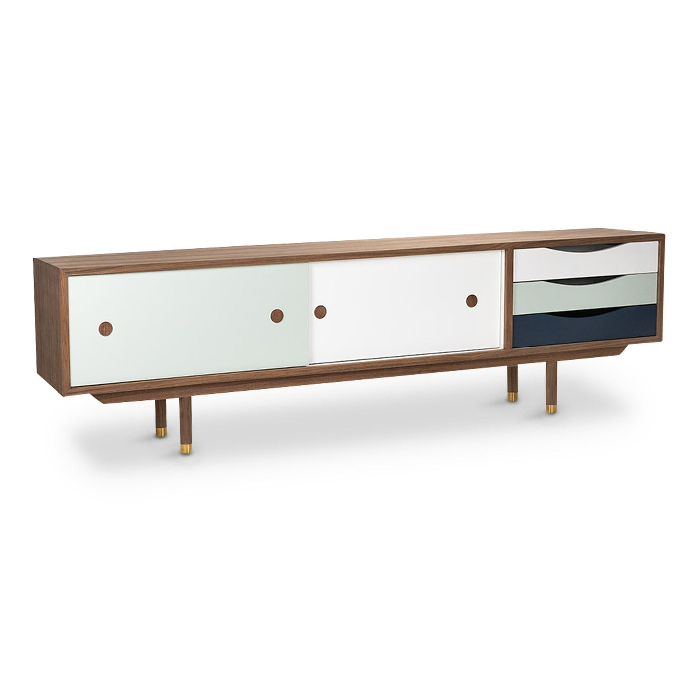 Broken Shaker 2 Door 3 Drawer Credenza in Walnut - Tom Collins Home