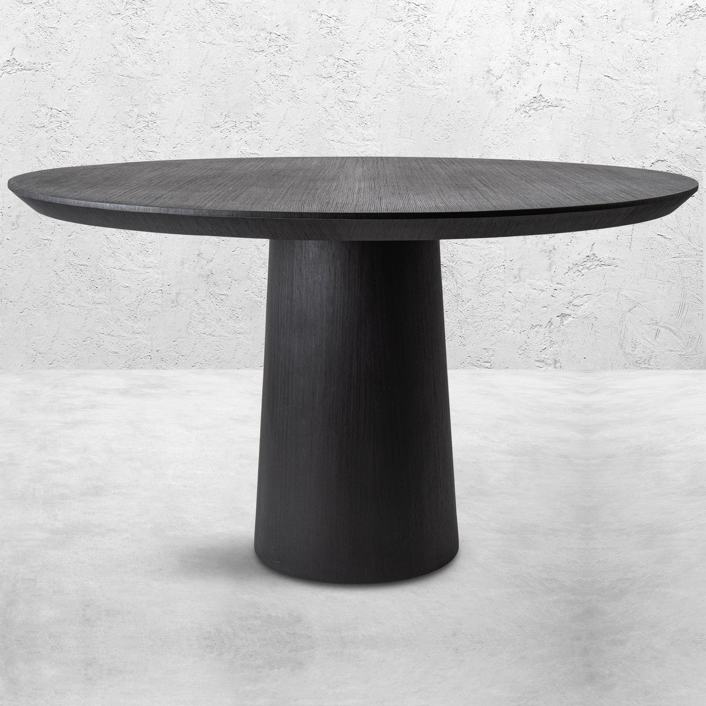 High Five Round Dining Table in Black Oak Veneer - Tom Collins Home