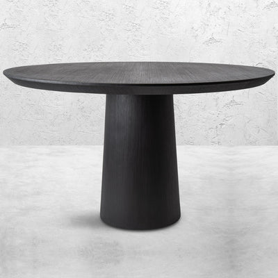 High Five Round Dining Table in Black Oak Veneer - Tom Collins Home