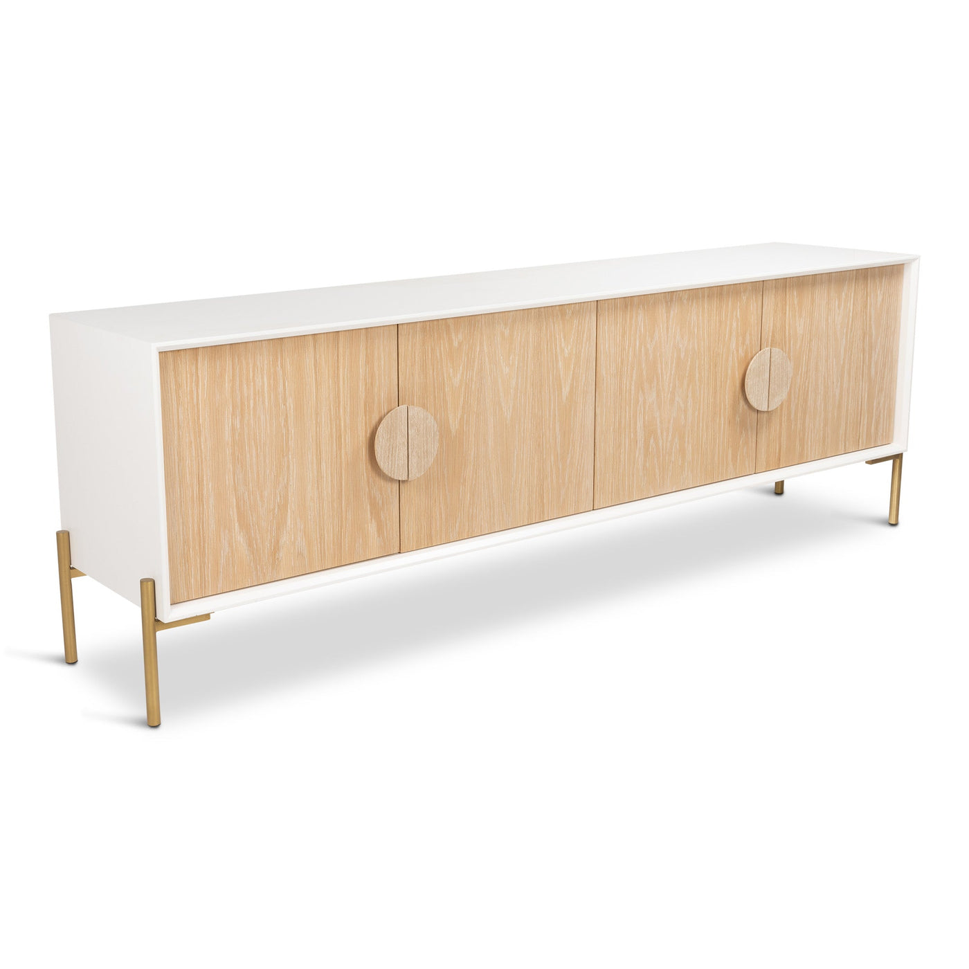 Milk & Honey 4 Door Credenza in Bleached Oak Veneer - Tom Collins Home