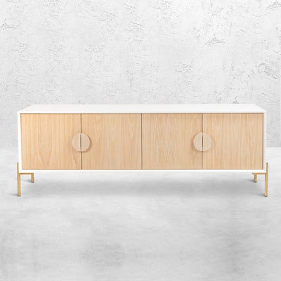 Milk & Honey 4 Door Credenza in Bleached Oak Veneer - Tom Collins Home