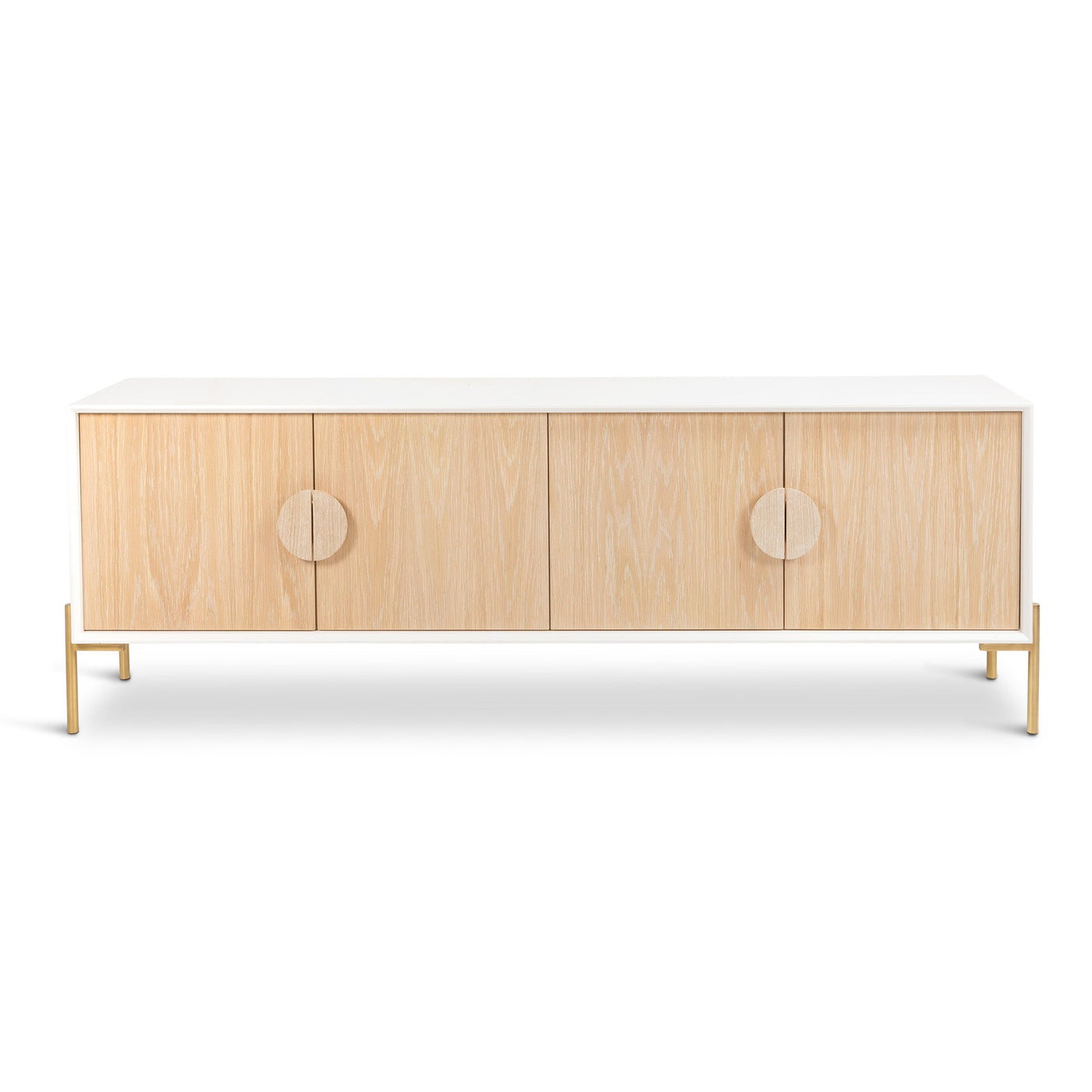 Milk & Honey 4 Door Credenza in Bleached Oak Veneer - Tom Collins Home