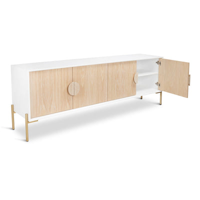 Milk & Honey 4 Door Credenza in Bleached Oak Veneer - Tom Collins Home