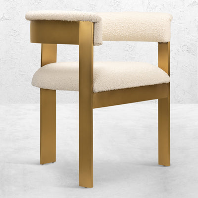 Negroni Dining Chair in Boucle and Brushed Brass Frame - Tom Collins Home