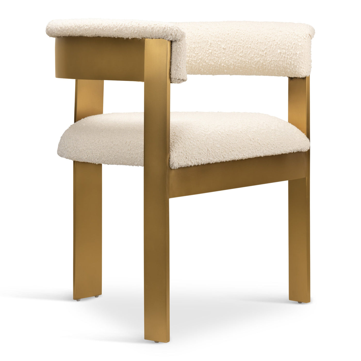 Negroni Dining Chair in Boucle and Brushed Brass Frame - Tom Collins Home