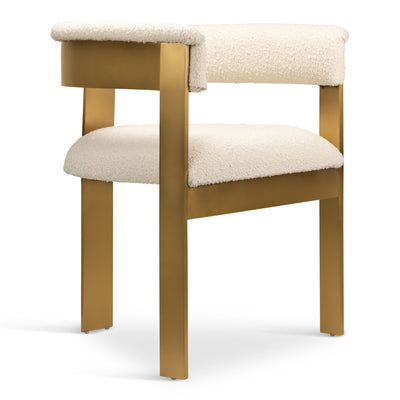 Negroni Dining Chair in Boucle and Brushed Brass Frame - Tom Collins Home