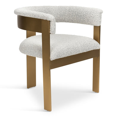 Negroni Dining Chair in Boucle and Brushed Brass Frame - Tom Collins Home