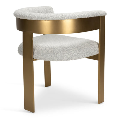 Negroni Dining Chair in Boucle and Brushed Brass Frame - Tom Collins Home