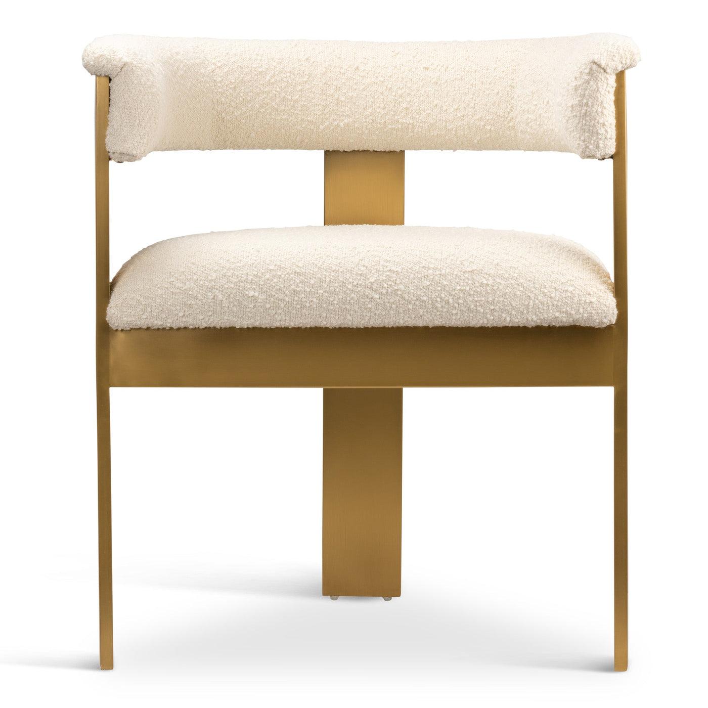 Negroni Dining Chair in Boucle and Brushed Brass Frame - Tom Collins Home