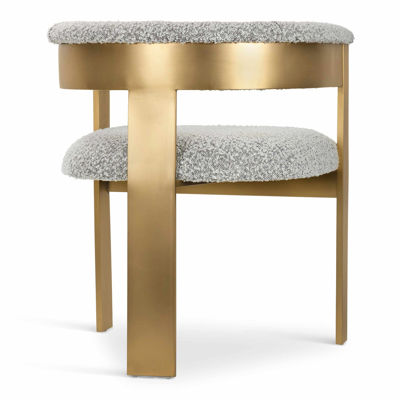 Negroni Dining Chair in Boucle and Brushed Brass Frame - Tom Collins Home