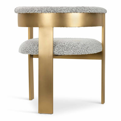 Negroni Dining Chair in Boucle and Brushed Brass Frame - Tom Collins Home