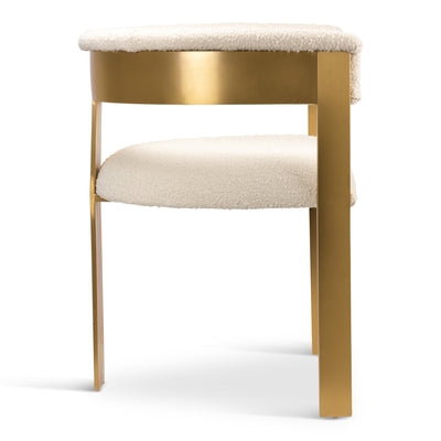 Negroni Dining Chair in Boucle and Brushed Brass Frame - Tom Collins Home