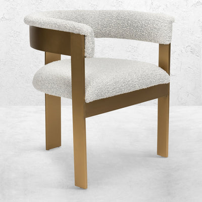 Negroni Dining Chair in Boucle and Brushed Brass Frame - Tom Collins Home