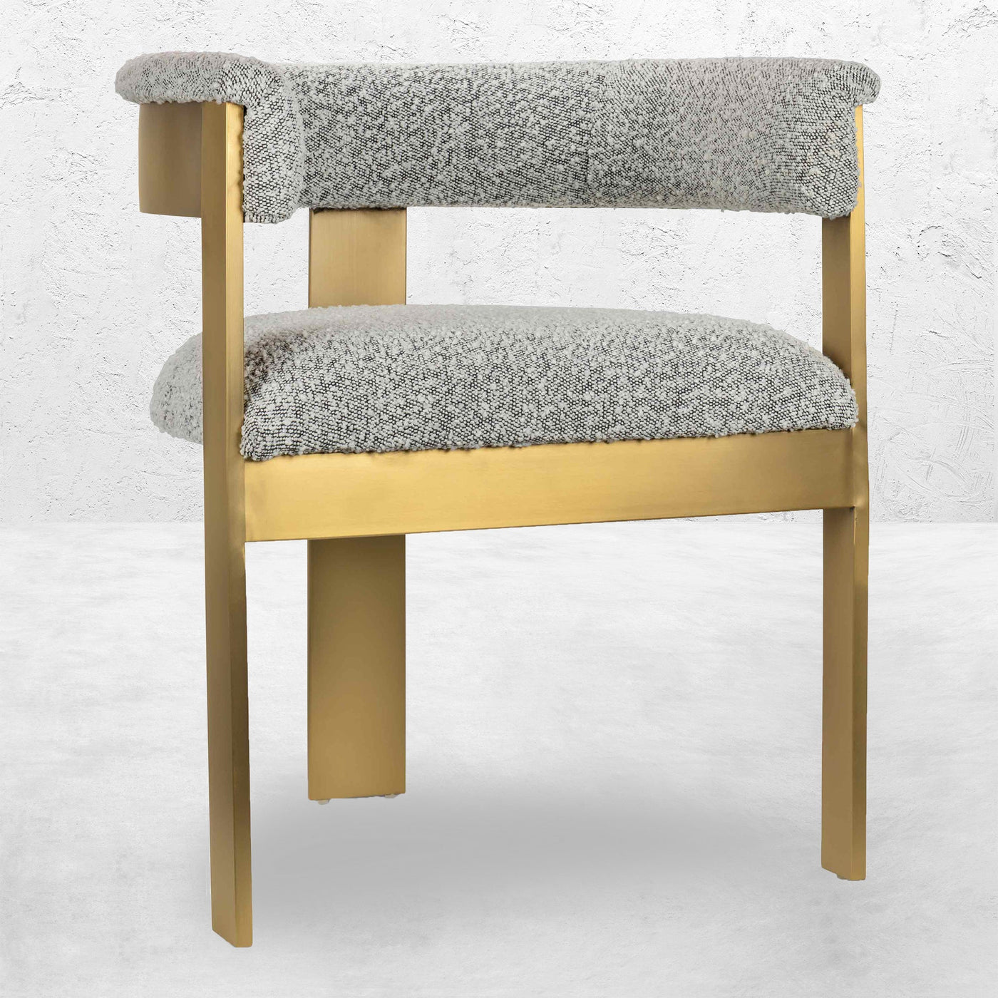 Negroni Dining Chair in Boucle and Brushed Brass Frame - Tom Collins Home