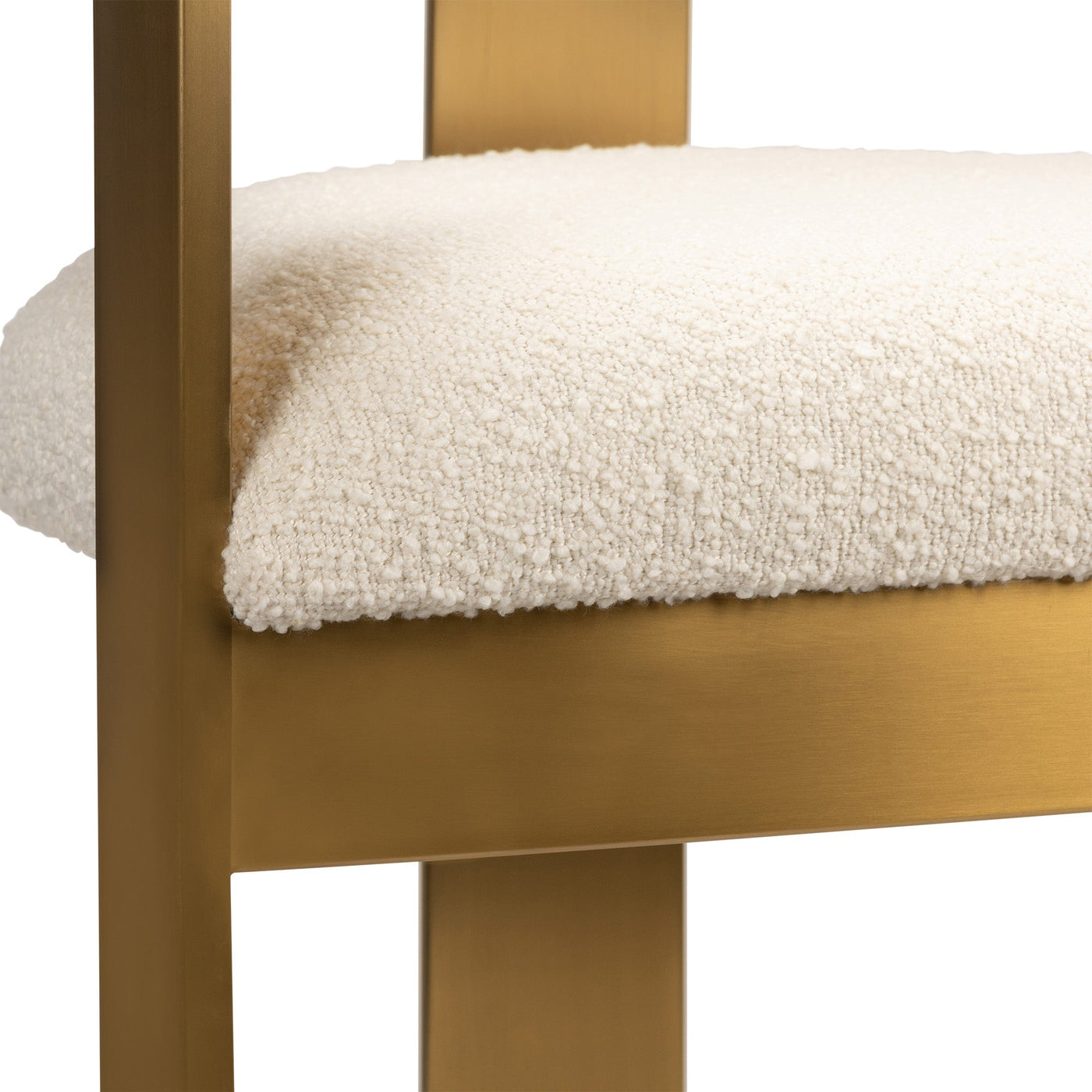 Negroni Dining Chair in Boucle and Brushed Brass Frame - Tom Collins Home