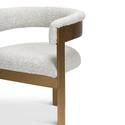 Negroni Dining Chair in Boucle and Brushed Brass Frame - Tom Collins Home