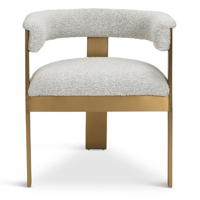 Negroni Dining Chair in Boucle and Brushed Brass Frame - Tom Collins Home