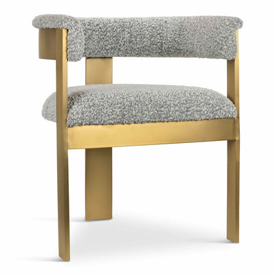 Negroni Dining Chair in Boucle and Brushed Brass Frame - Tom Collins Home