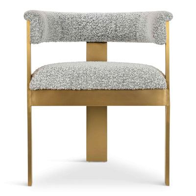 Negroni Dining Chair in Boucle and Brushed Brass Frame - Tom Collins Home