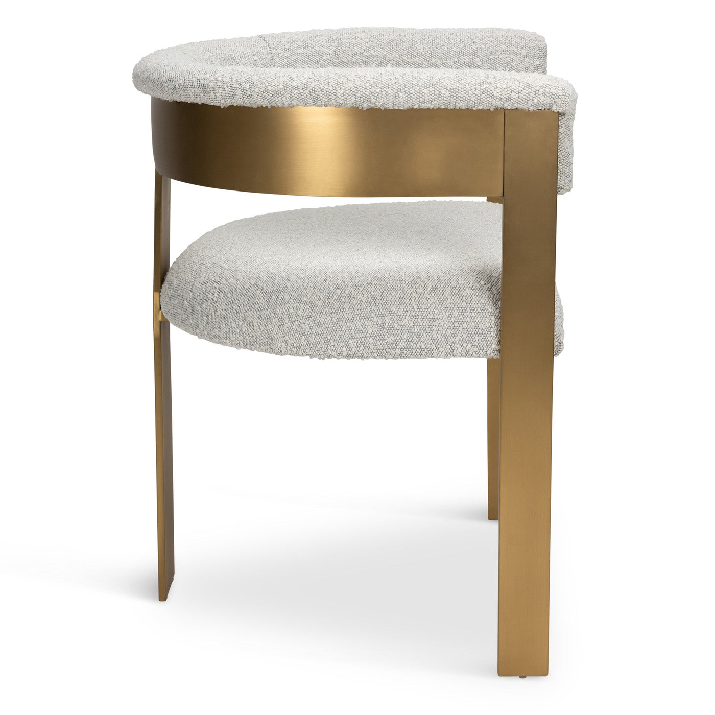 Negroni Dining Chair in Boucle and Brushed Brass Frame - Tom Collins Home