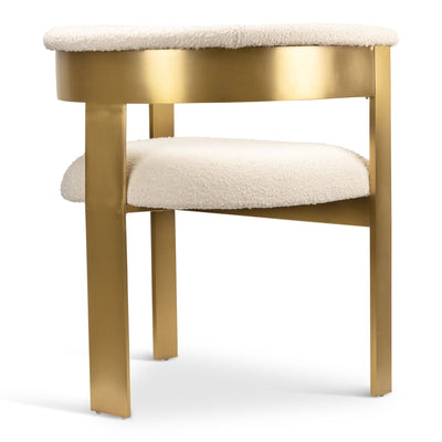 Negroni Dining Chair in Boucle and Brushed Brass Frame - Tom Collins Home